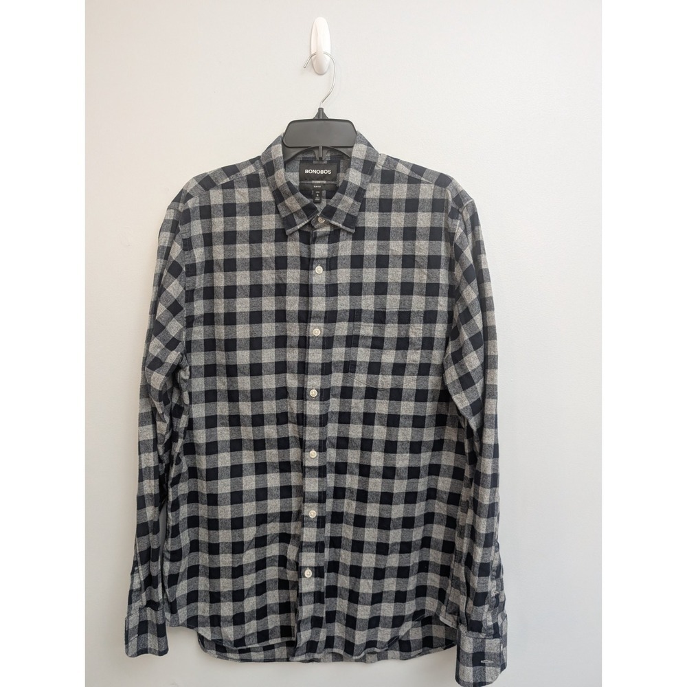 D5 Bonobos‎ Plaid Shirt Mens  XL Button Up Long Sleeve Knit Casual Stretch